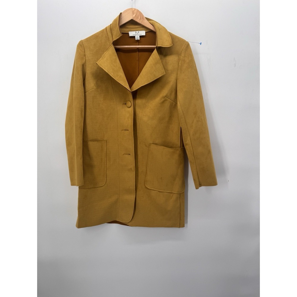 Magaschoni Mustard Yellow S/P Lt. Coat Faux Leather Suede Republic Clothing Corp